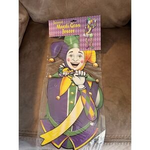 Vintage 1993 Beistle Jointed Mardi Gras Jester 38" Wall Decor 5593 New